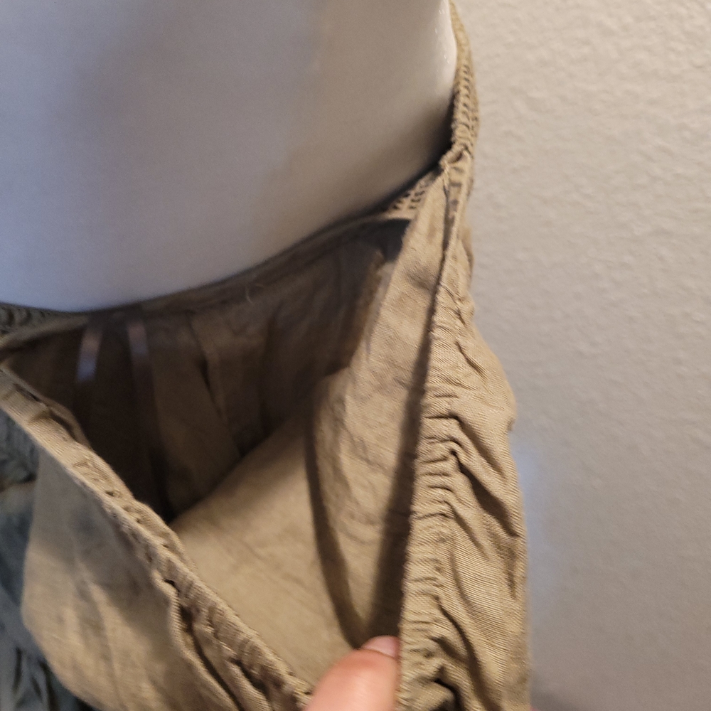 Quince Olive Boho Green Long Sleeved Smocked Dress - Picture 6 of 7